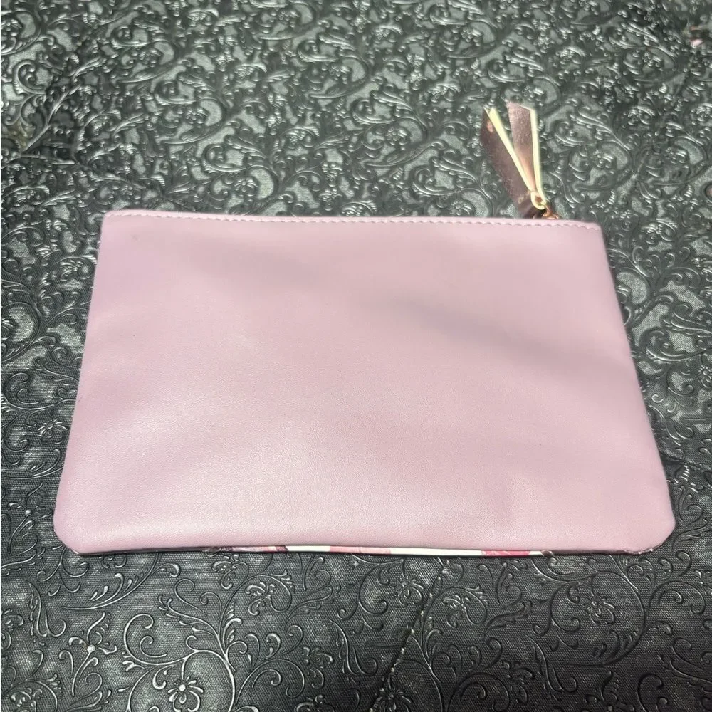 Ipsy Butterfly Print Pink & Purple Wristlet Pouch NWOT